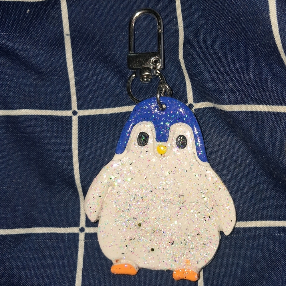 Glittery Penguin Keychain